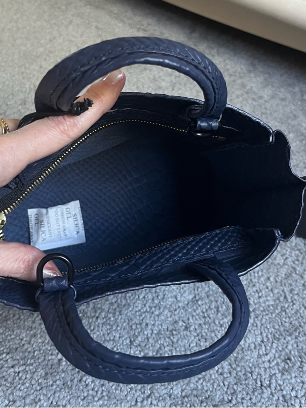 NWT Ampersand As Apostrophe Micro Tote in Navy Night Python-Genuine Leather - Picture 4 of 8
